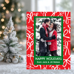 Ribbons Bows Christmas CUSTOM FOTO Feiertagspostkarte