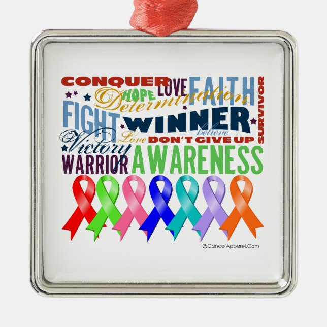 Ribbons für einen Zweck Silbernes Ornament (Vorne)