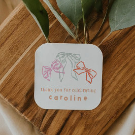 Ribbons und Bows Geburtstag Danke für Ihre Unterst Quadratischer Aufkleber