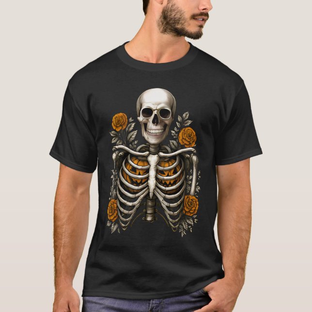 Ribcage Pumpkins, Spooky Season Halloween T-Shirt (Vorderseite)