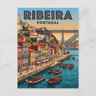 Ribeira-Ufer Portugal Postkarte