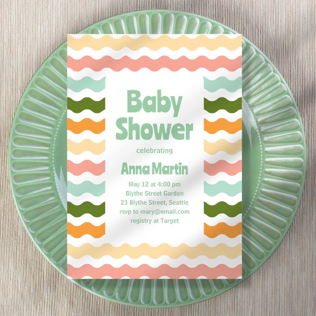 Ric Rac Baby Shower Einladung (Von Creator hochgeladen)