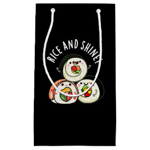 Rice and Shine Funny Sushi Roll Pun Dark BG Kleine Geschenktüte