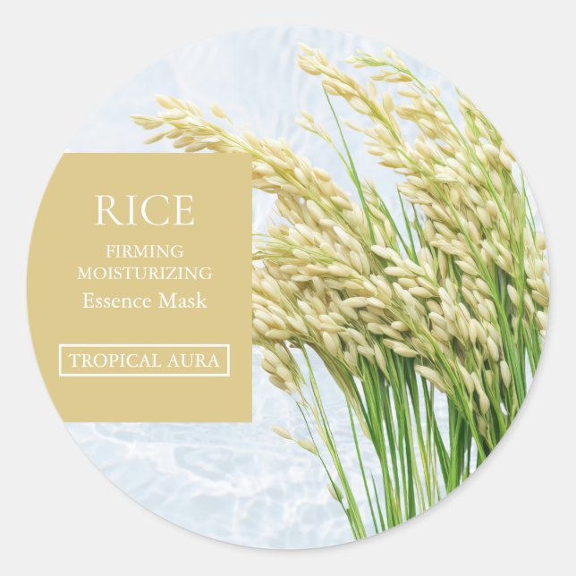 Rice Facial Mask Label Runder Aufkleber (Vorderseite)