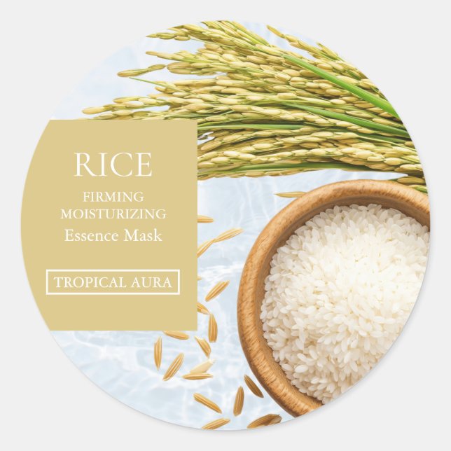 Rice Facial Mask Label Runder Aufkleber (Vorderseite)