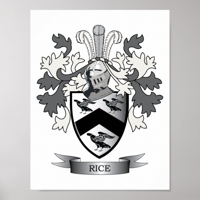 Rice Family Crest Coat of Arms Poster (Vorne)