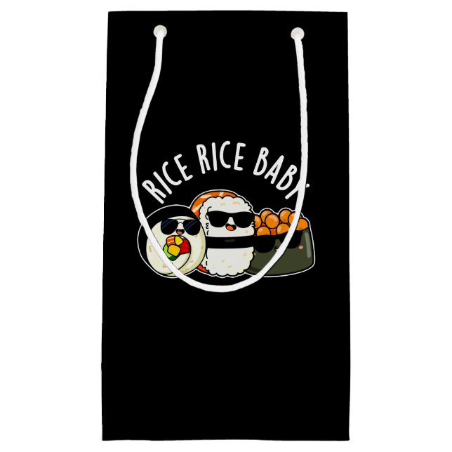Rice Rice Baby Funny Sushi Roll Pun Dark BG Kleine Geschenktüte (Vorderseite)