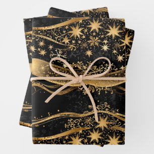 Rich Black & Gold Urlaub Geschenkpapier Set