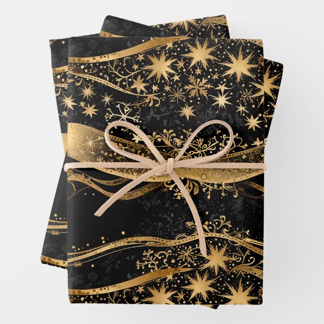Rich Black & Gold Urlaub Geschenkpapier Set (Beispiel)
