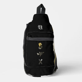 RICH Black Sling Bag Trend Abstrakt Art Gold