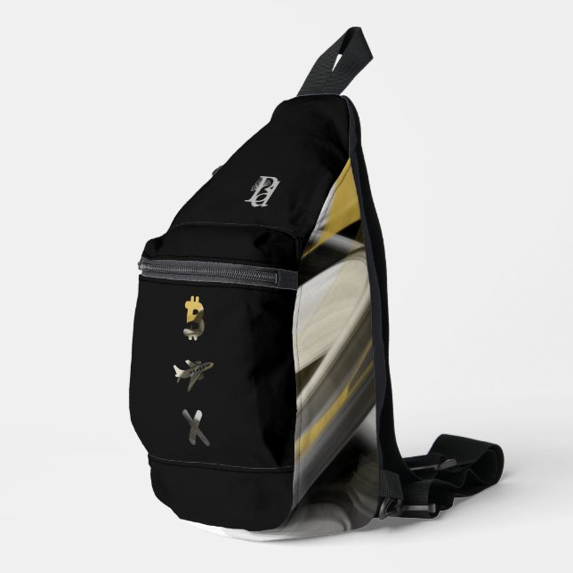 RICH Black Sling Bag Trend Abstrakt Art Gold (Rechte Ecke)