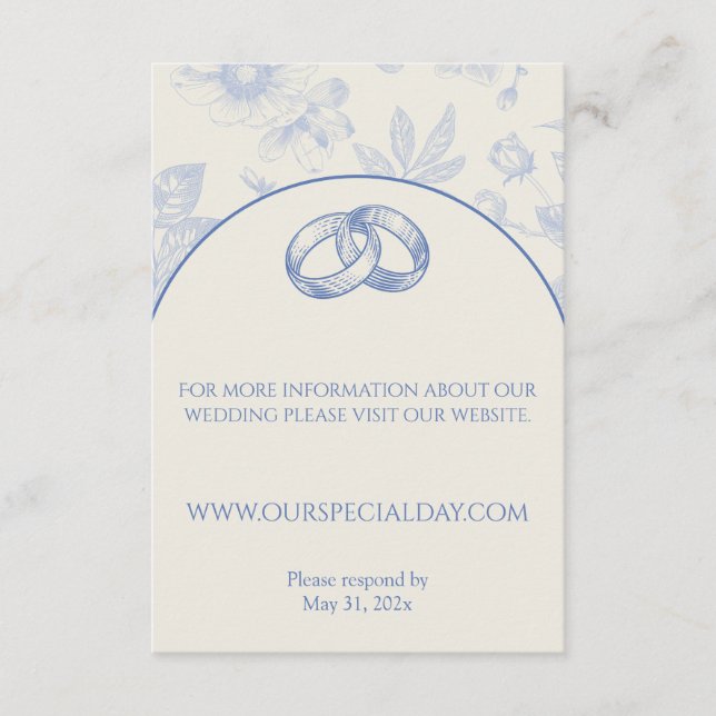 Rich Blue Französisch Blumentoilette Begleitkarte (Vorderseite)