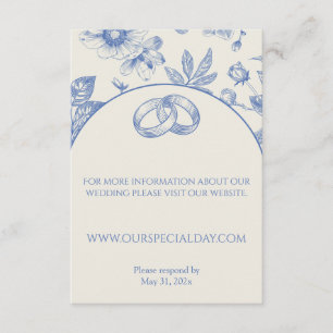 Rich Blue Französisch Blumentoilette Begleitkarte