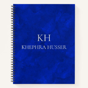 Rich Blue Watercolor Monogram Notizbuch