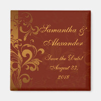 Rich Brick Red und Gold Reverse Swirl