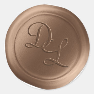Rich Bronze 2 Letter Monogram Wax Siegel Stickers
