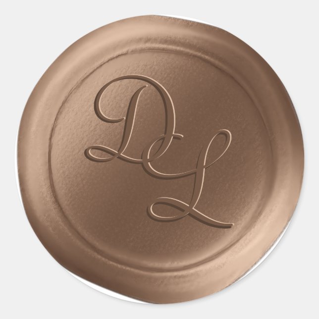 Rich Bronze 2 Letter Monogram Wax Siegel Stickers (Vorderseite)