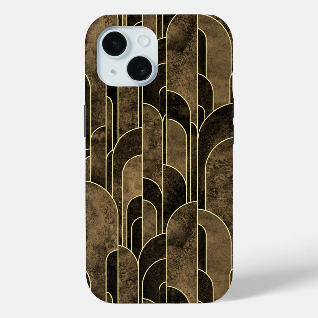Rich Brown and Gold Art Deco Muster Case-Mate iPhone Hülle (Rückseite)