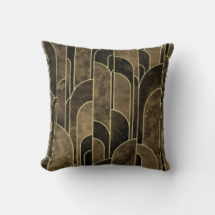 Rich Brown and Gold Art Deco Muster Kissen