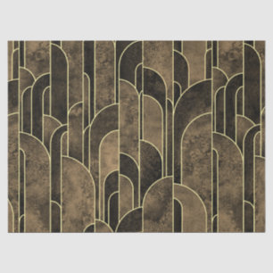 Rich Brown and Gold Art Deco Muster Seidenpapier