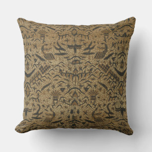 Rich Brown, Black & Cream Batik Throw Kissen