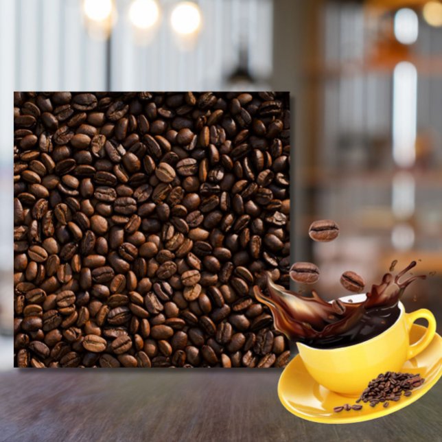 Rich Brown Coffee Beans Pattern Café/Coffee Bar Fliese (Wake up your café or coffee bar with this stylish coffee beans pattern ceramic tile!)