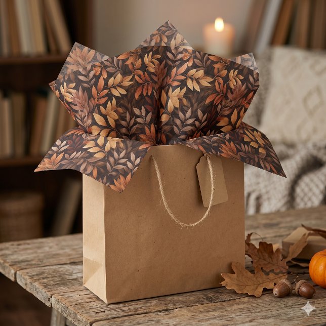 Rich Brown Golden Rustic Burnt Orange Fall Leaf Seidenpapier (Von Creator hochgeladen)