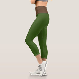 Rich Brown + Green Capri Leggings