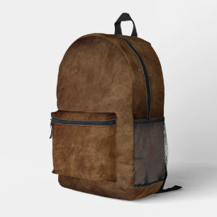 Rich Brown Leder Hintergrund mit Vignette Bedruckter Rucksack