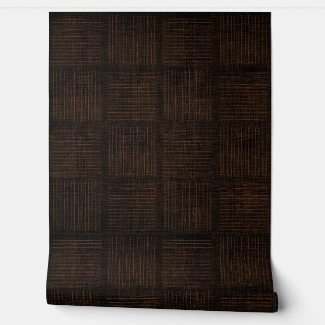 Rich Brown Moody Wallpaper Imitats Texture Squares Tapete (Abrollen)