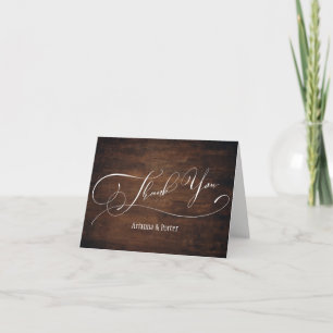 Rich Brown Wood Modern Elegante Typografie Dankeskarte