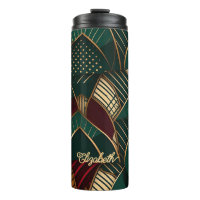 Rich Burgundy Aquamarin Green Gold African Ethnic