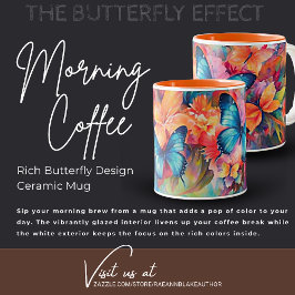 Rich Butterfly Design Keramik Tasse