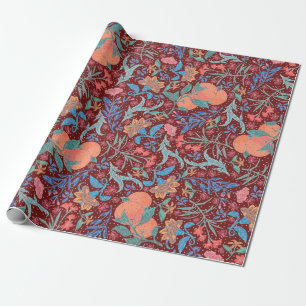 Rich Chili Red British Floral Geschenkpapier