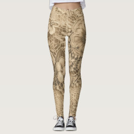 "Rich Cream Vintag Lace" Leggings