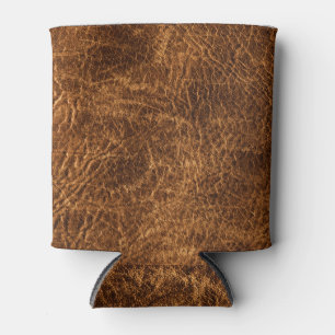 Rich Dark Brown Leather Dosenkühler