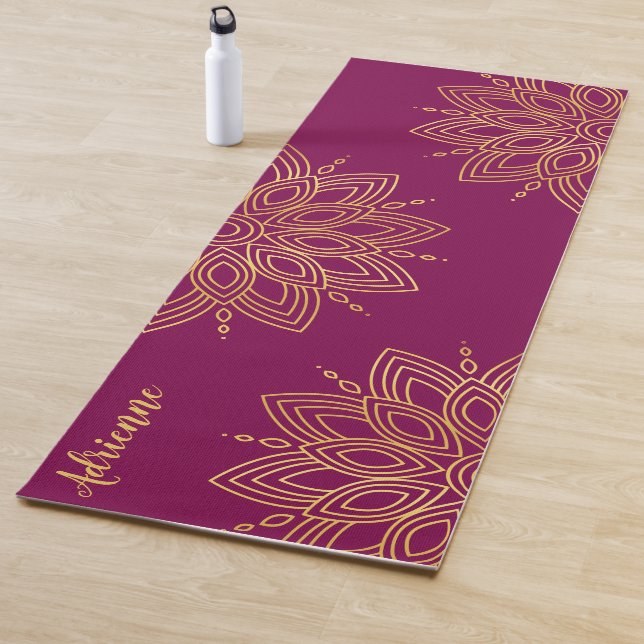 Rich Dark Pink and Faux Gold Mandala Yogamatte (Beispiel)