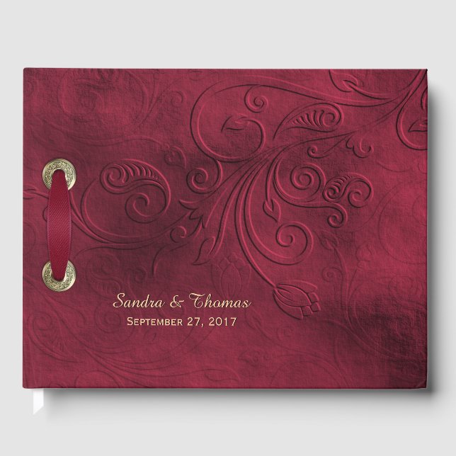 Rich Elegant Burgundy Wedding Gästebuch (Vorderseite)