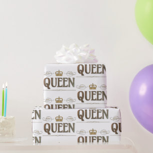 Rich Elegante QUEEN Royalty Lettering Crown Geschenkpapier