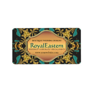 Rich Elegante Royal Eastern Aquamarin Black Barock Adressaufkleber