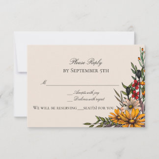 Rich Fall Florals Antwort/RSVP-Karte Einladung