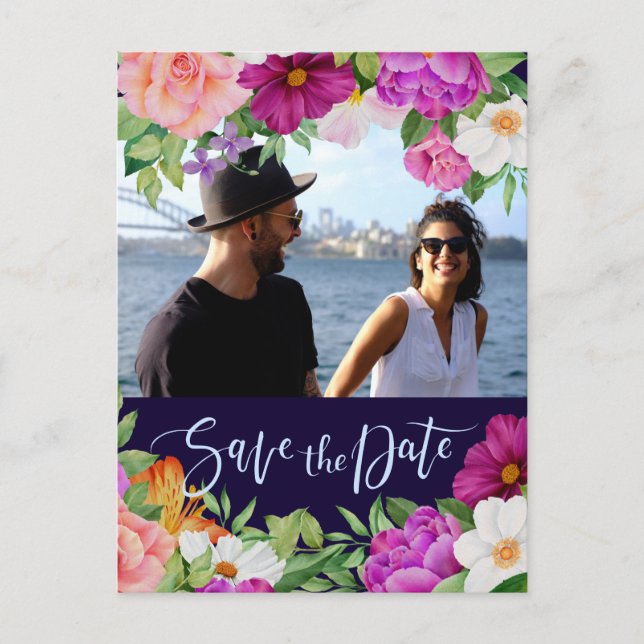 Rich farbenfrohe Bouquets Foto Save the Date Einladungspostkarte (Vorderseite)