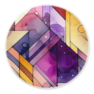 Rich geometric mosaic gesteinigtes Glas Wasserfarb Keramikknauf