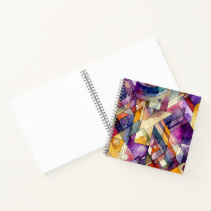 Rich geometric mosaic gesteinigtes Glas Wasserfarb Notizbuch
