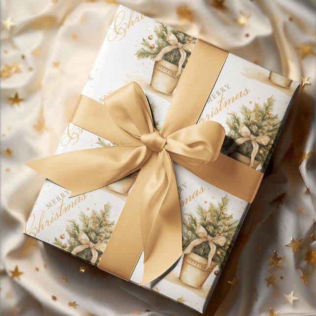 Rich Gold Weihnachtsbaum Ornamente & Bows Geschenkpapier (Von Creator hochgeladen)