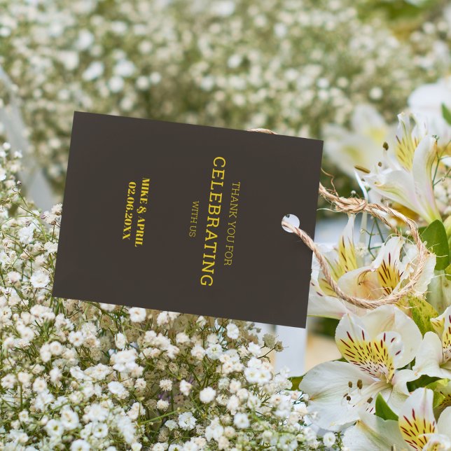 Rich Golden in Black Wedding Theme Geschenkanhänger (Thank your guests for attending your wedding)