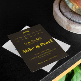 Rich Golden in Black Wedding Theme Save The Date