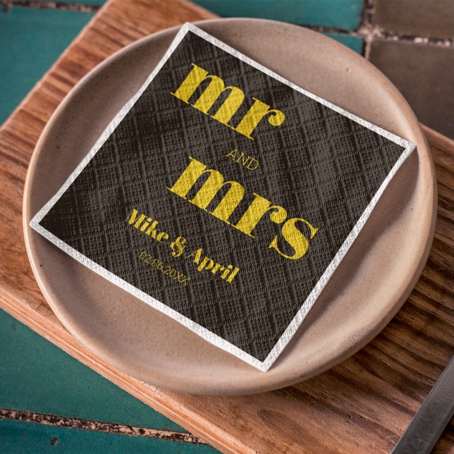 Rich Golden in Black Wedding Theme Serviette (Even your napkin can speak more about your wedding theme.)