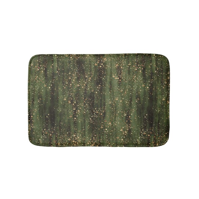 Rich Green and Gold Abstrakt Sparkle Muster Badematte (Vorderseite)