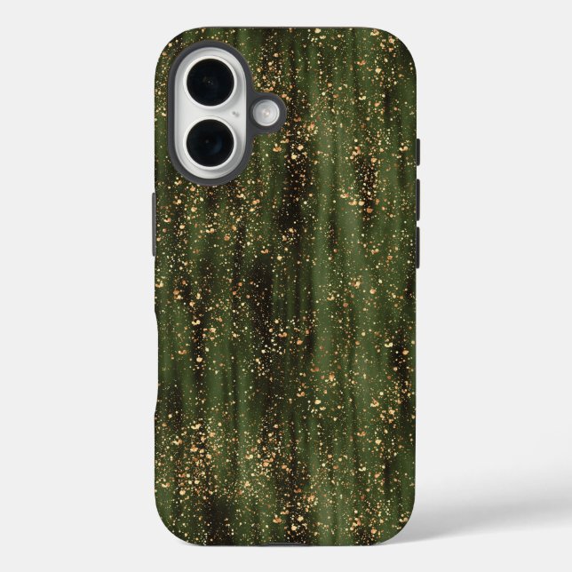 Rich Green and Gold Abstrakt Sparkle Muster Case-Mate iPhone Hülle (Rückseite)